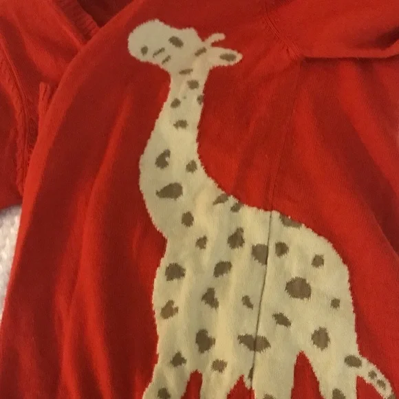 Derek Heart Cardigan Orange and White Giraffe L - Picture 3 of 4